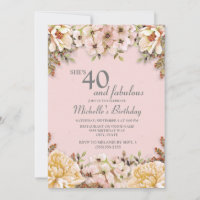 Champagne Pink Floral 40th Birthday Party