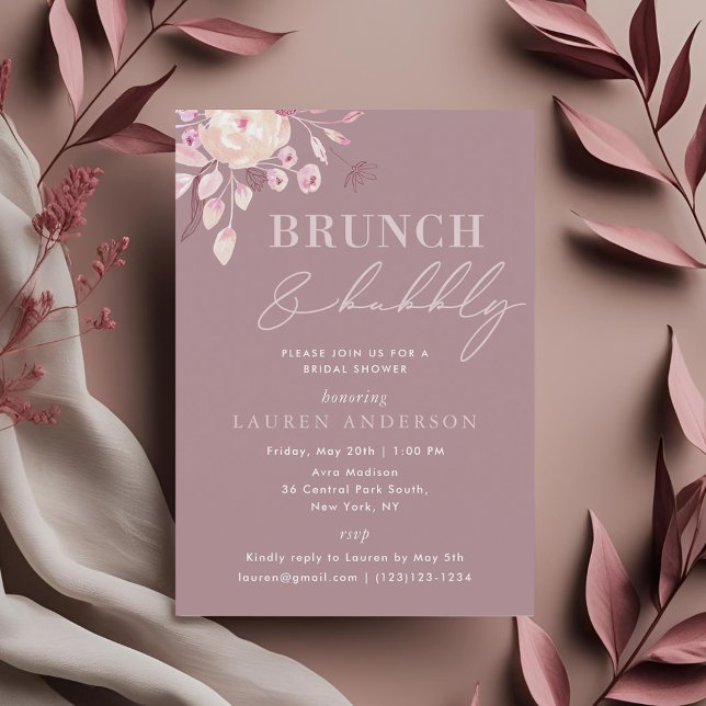Champagne Pink Floral Bridal Brunch and Bubbly Invitation (Creator Uploaded)