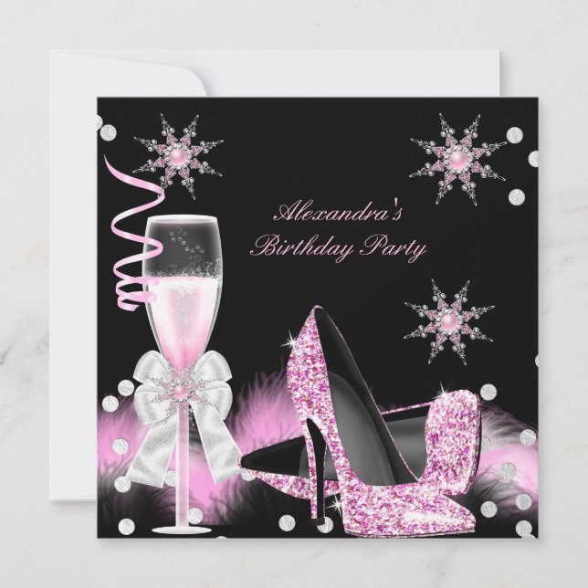 Champagne Pink High Heels Birthday Party Invitation (Front)