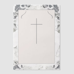 Champagne-Pink Lace Catholic Wedding Vellum Invitations