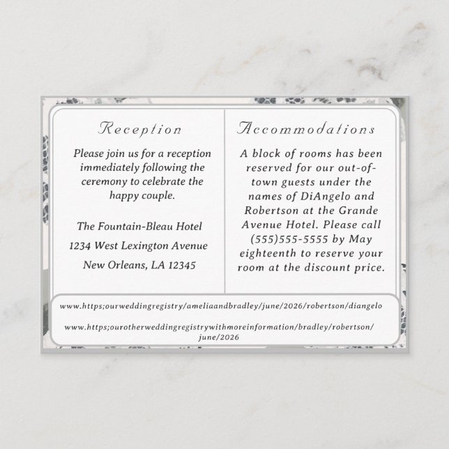 Champagne Pink Lace Wedding Enclosure Card (Front)