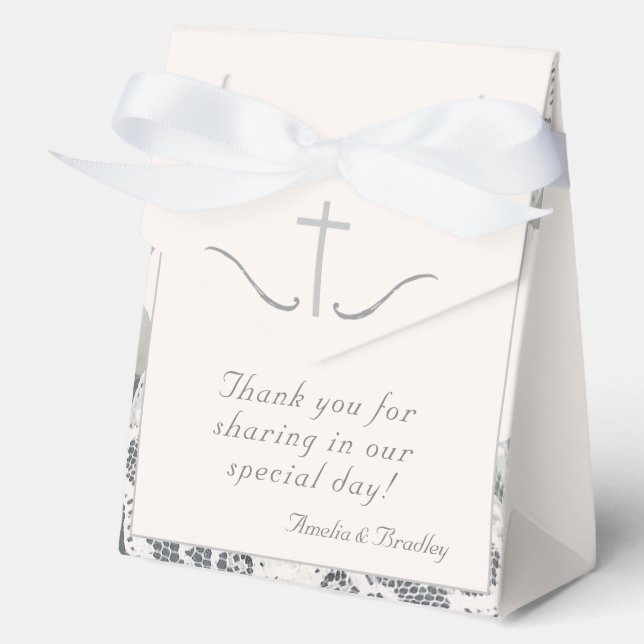 Champagne-Pink Lace Wedding Favour Box (Front)