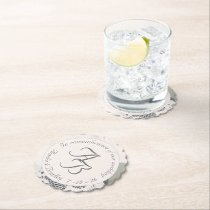 Champagne Pink Lace Wedding Paper Coaster