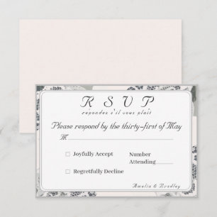 Champagne-Pink Lace Wedding Response Card