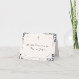Champagne-Pink Lace Wedding Thank You Card