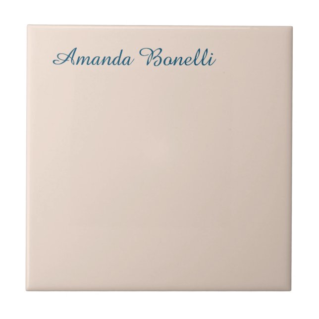 Champagne Pink Plain Simple Minimalist Modern Ceramic Tile (Front)