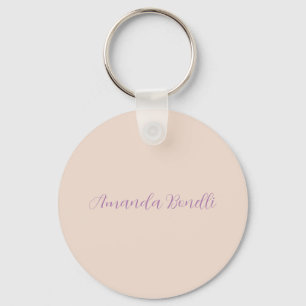 Champagne Pink Plain Simple Minimalist Modern Key Ring