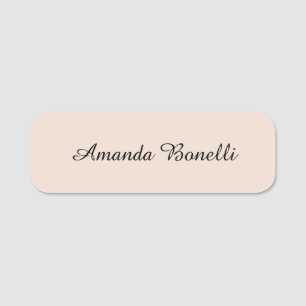 Champagne Pink Plain Simple Minimalist Modern Name Tag