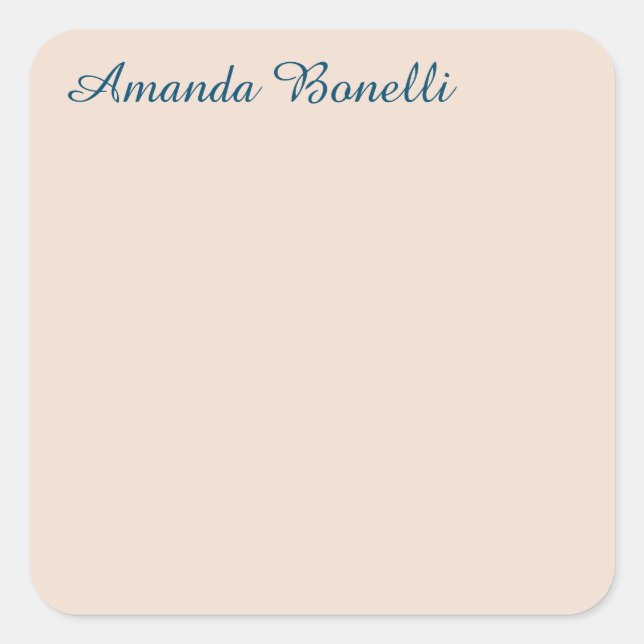 Champagne Pink Plain Simple Minimalist Modern Square Sticker (Front)
