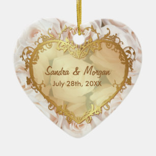 Champagne Pink Rose Elegance 2 Sided Ceramic Ornament
