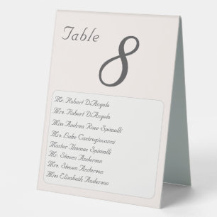 Champagne-Pink Wedding Table Number