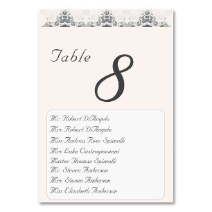Champagne-Pink Wedding Table Number