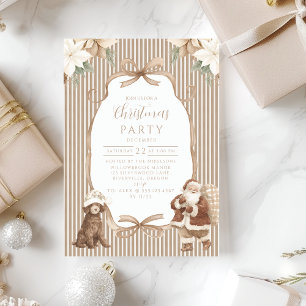 Champagne Poinsettia Christmas Invitation