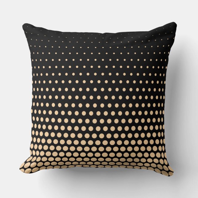 Champagne Polka Dot Modern Black Cushion (Front)