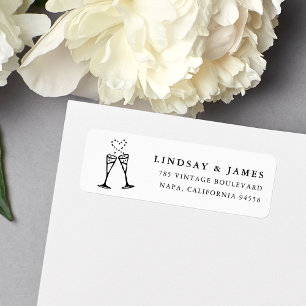 Champagne Pop   Black and White Return Address Label