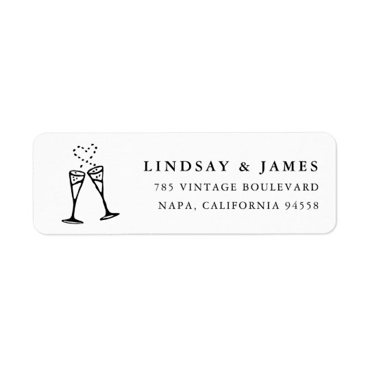 Champagne Pop | Black and White Return Address Return Address Label