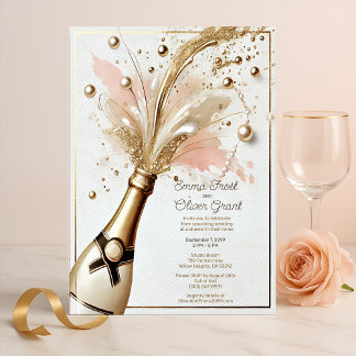 Champagne Pop Wedding Shower Blush and Gold  Invitation
