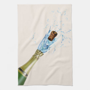 Champagne Popping Tea Towel
