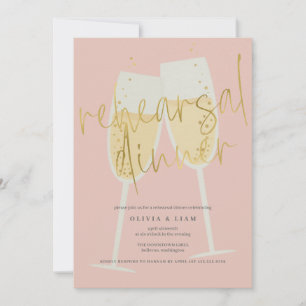 Champagne Rehearsal Dinner Invitation