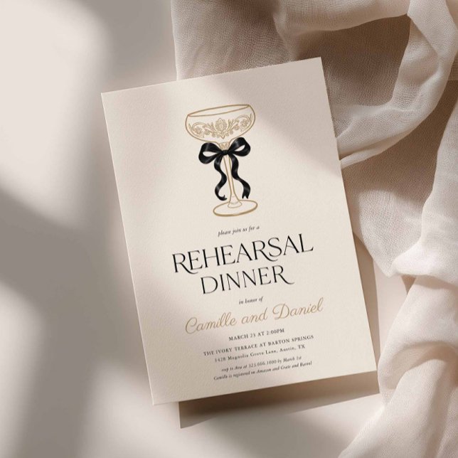 Champagne Rehearsal Dinner Invitation (Elegant Rehearsal Dinner Invitation Card)