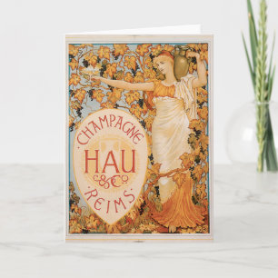 Champagne Reims Vintage Wine Drink Ad Art Card