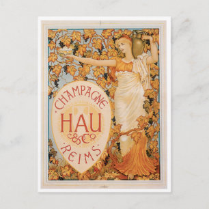 Champagne Reims Vintage Wine Drink Ad Art Postcard
