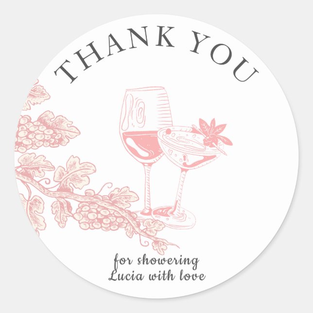 Champagne Retro Bridal Shower Thank You Classic Round Sticker (Front)