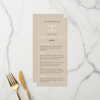 Champagne Reverse Ampersand Wedding | Elegant Menu