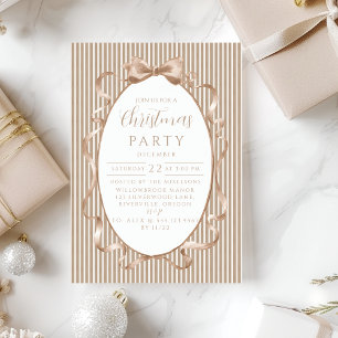 Champagne Ribbon Christmas Invitation