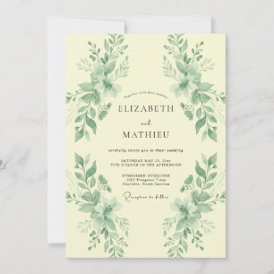 Champagne Sage Greenery Wedding Invitation