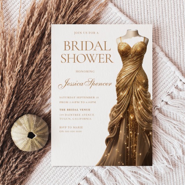 Champagne Shimmer Dress Bridal Shower Invitation (Creator Uploaded)