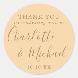 Champagne Signature Wedding Favour Thank You Classic Round Sticker