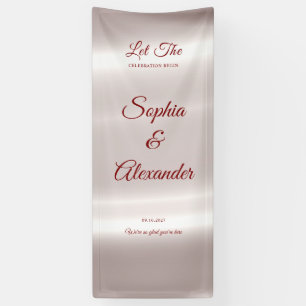 Champagne Silk Fabric Wedding Welcome Sign, Linen Banner