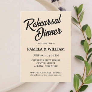 Champagne Simple Style Wedding Rehearsal Dinner Invitation