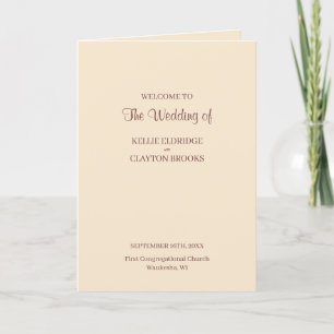 Champagne Simple Wedding Folded Program