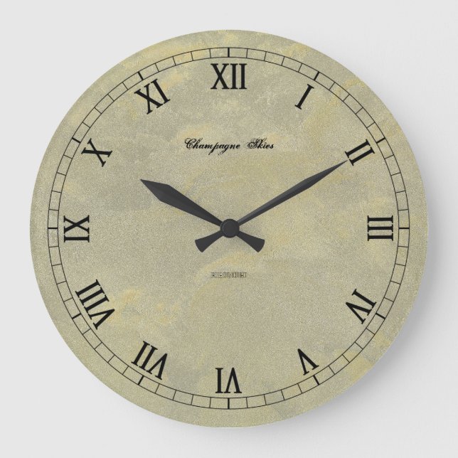 Champagne Skies Roman Numerals Wallclock (Front)