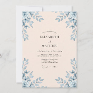 Champagne Sky Foliage Eucalyptus Wedding Invitation