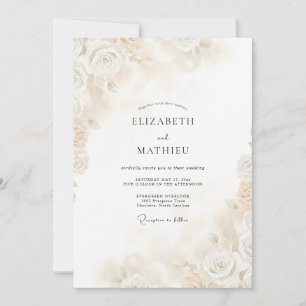 Champagne Soft Rose Wedding Invitation