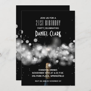 Champagne Sparkle 21st Birthday Party Invitations