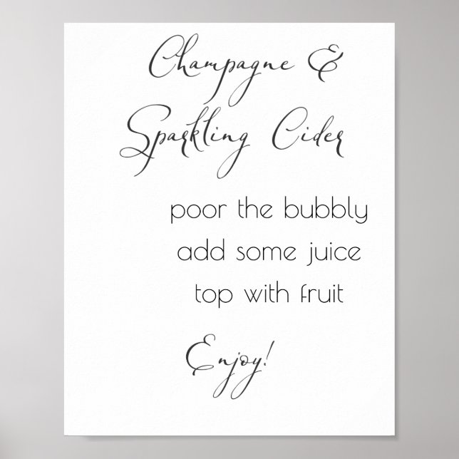Champagne & Sparkling Cider- minimal wedding  Poster (Front)