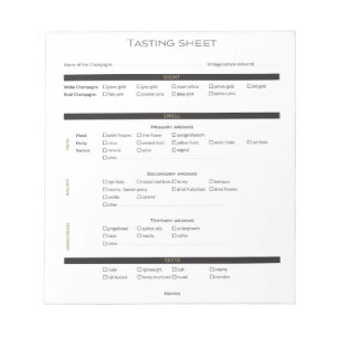 Champagne & Sparkling Wine Deductive Tasting Sheet Notepad