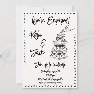Champagne Stack Engagement Invitation