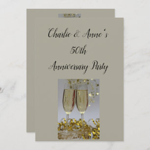 Champagne & Streamers Anniversary Party Invitation