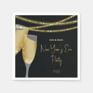 Champagne & Strings of Gold   New Year's Eve Party Napkin