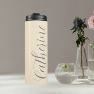 Champagne Stylised Wedding Bridesmaid Name Thermal Tumbler