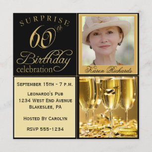 Champagne Surprise 60th Birthday Party Invitations