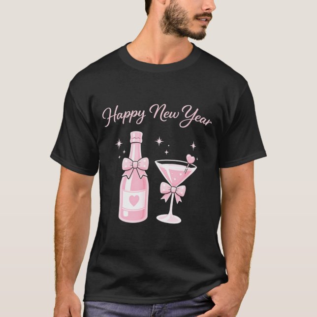 Champagne Swea Martini Coquette Happy New Year Par T-Shirt (Front)