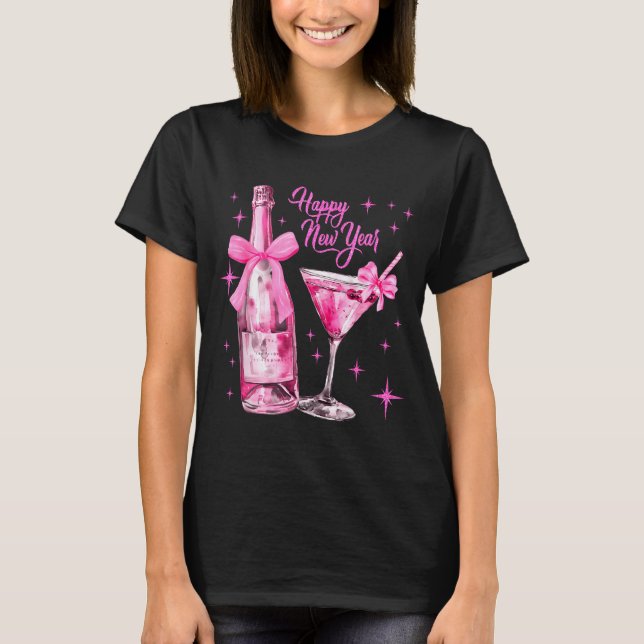 Champagne Swea Martini Coquette Happy New Year Par T-Shirt (Front)