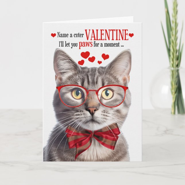 Champagne Tabby Cat Feline Humour Valentine's Day Holiday Card (Front)