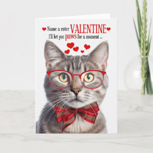 Champagne Tabby Cat Feline Humour Valentine's Day Holiday Card
